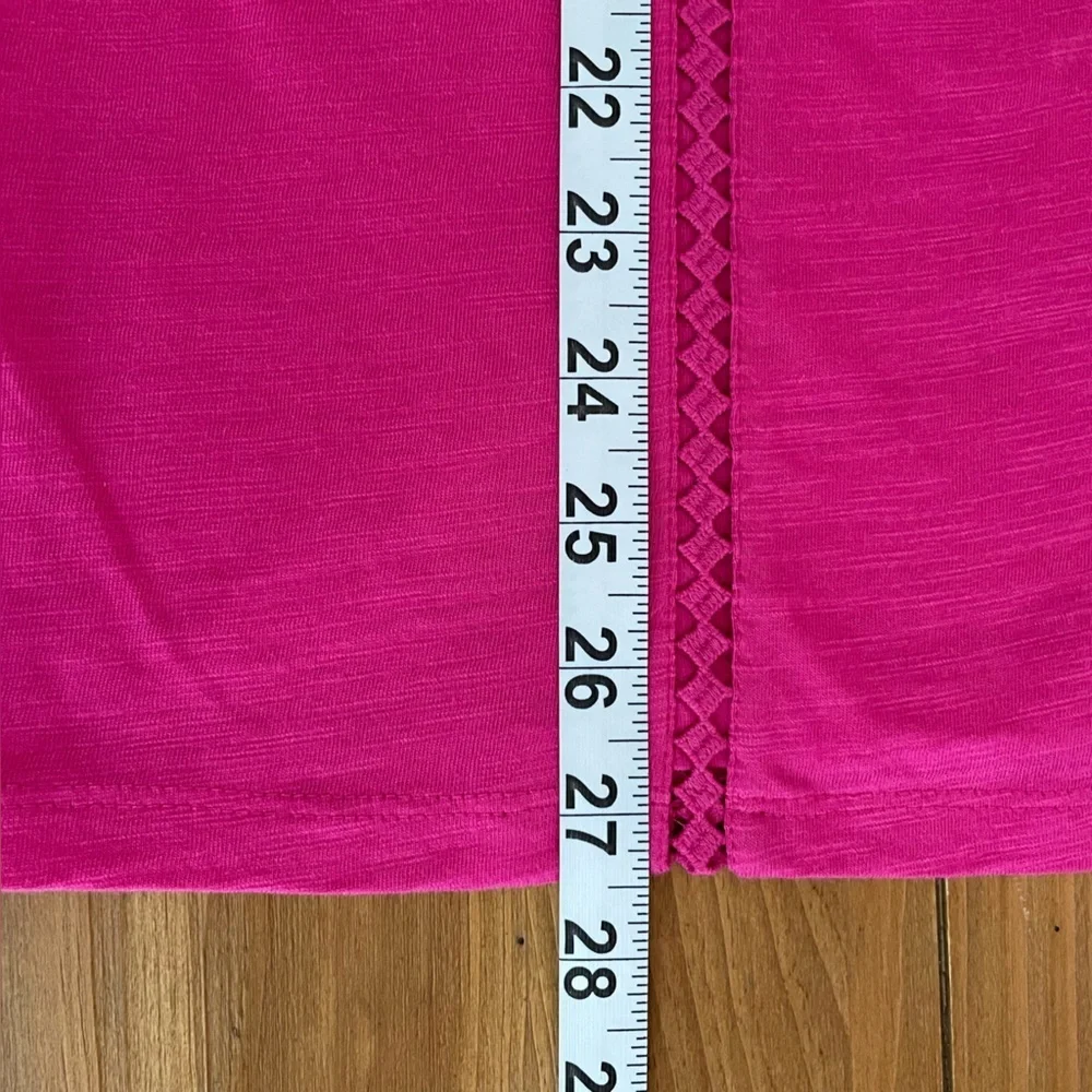 Talbots Fuchsia Pink Cotton Short Sleeve T-Shirt w/ Front Detail Size XL - Picture 11 of 12